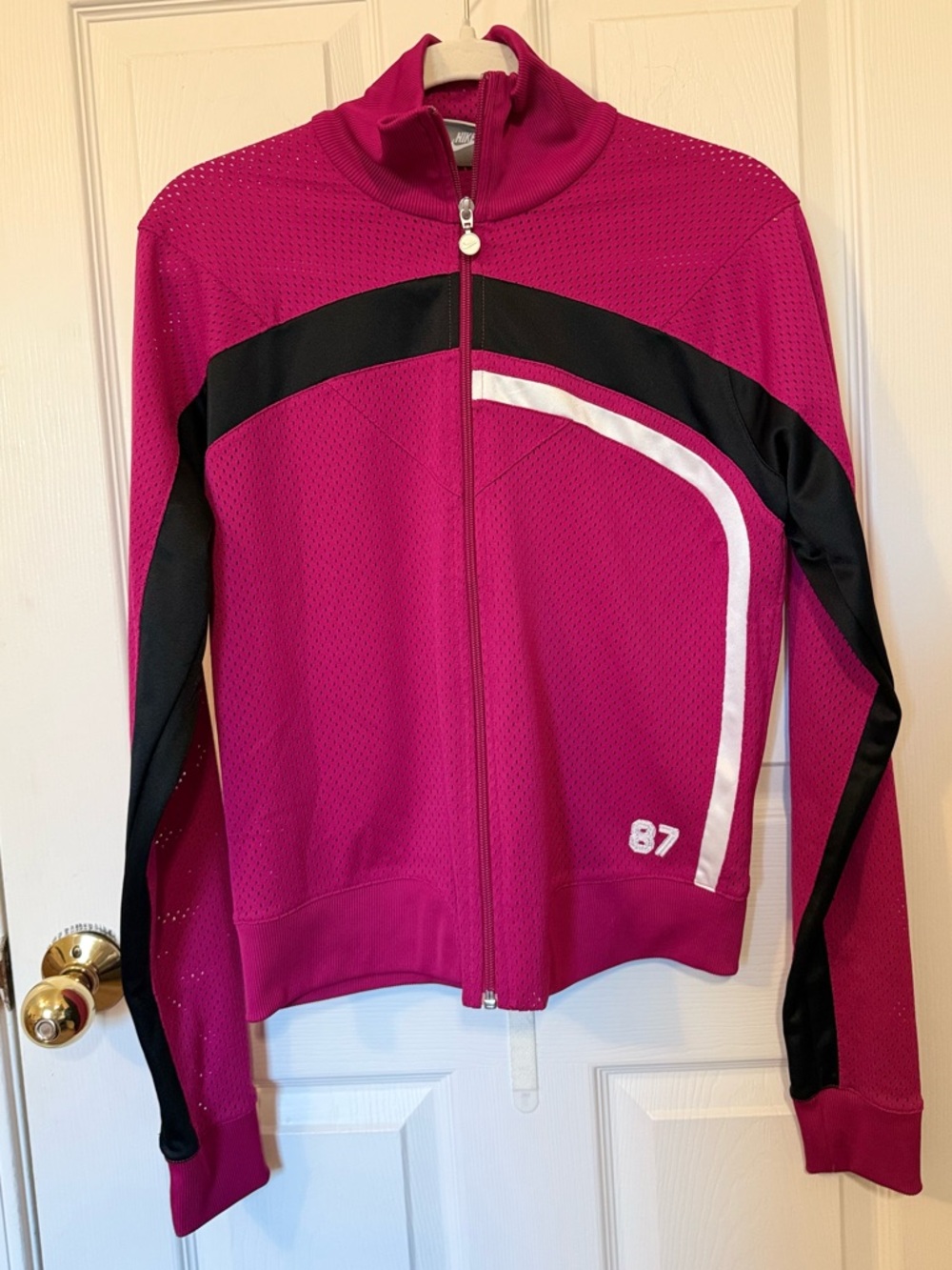 Nike Girls Fuchsia Bomber Jacket with Black & White Accents